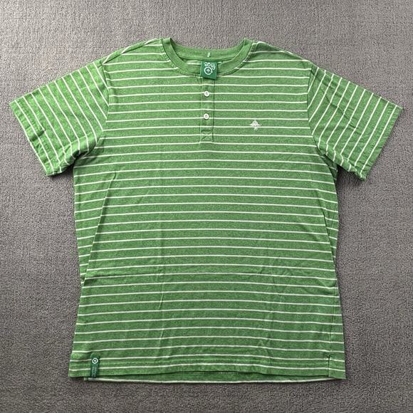 LRG Shirt Adult 2XL XXL Green Striped Henley Short Sleeve Casual Men's - Picture 1 of 14
